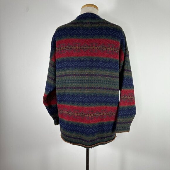 Vintage Mansoon Handknitted in UK Sweater Women's Size Large 100% Wool Nordick - Picture 3 of 12